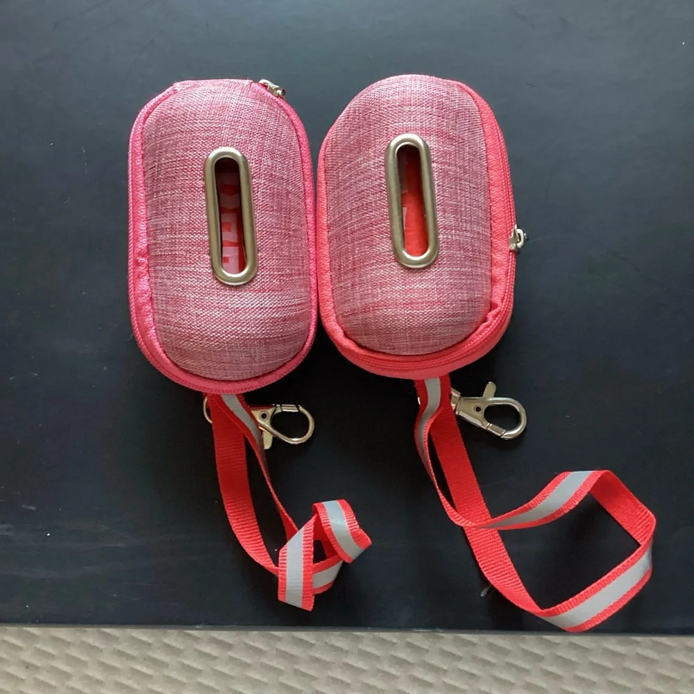 Portable Linen Pet Dog Poop bag Dispenser with poop bags.